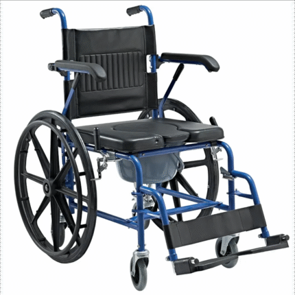 Multifunctional Commode Wheel Chair Folding Manual Steel Commode Wheelchair Wheels Detachable
