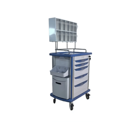Medical Trolley ABS Anesthesia Trolley Hospital Emergency Cart ABS Anesthesia Cart Medicine Delivery Emergency Trolley