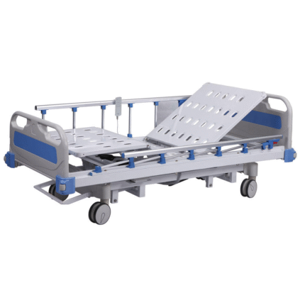 3 Function Folding Clinic Medical Furniture With Casters Stainless Steel Adjust Electric Patient Nursing Hospital Bed