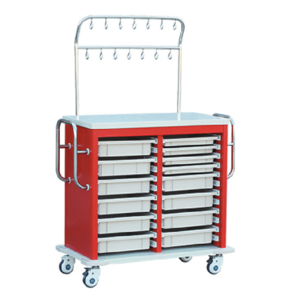 Hot Selling Medicine Trolley Double Layer IV Treatment Cart with Utility Baskets