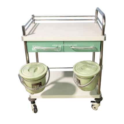 Durable Adjustable Dividers Waste Bins Anti-Corrosion Clinic Use Hospital Instrument Trolley Medical Treatment Cart