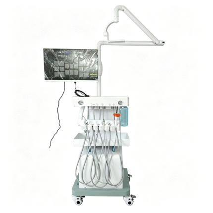 Mobile Dental Unit Cart workstation with LED Light Air Compressor Mobile Dental Turbine Workstation for Veterinary Dental Clinic