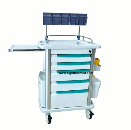 Hospital Furrniture Customized ABS Anesthesia Cart Medicine Cart Emergency Crash Cart Crash Trolley ABS Anesthesia Trolley