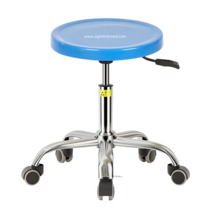 Height Adjustable PU Leather ESD Chair Round Seat Stainless Steel Base Stool